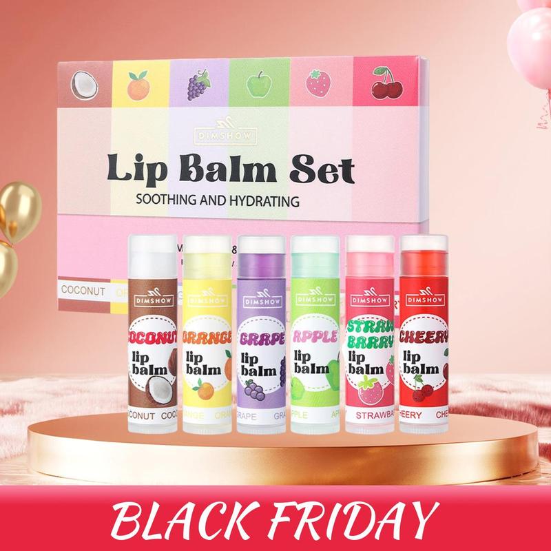 Moisturizing Fruit Flavor Lip Balm Set, 6 Counts set Hydrating Lip Moisturizer, Plumping Lipstick for Lip Makeup, Girls and Women Makeup Accessories