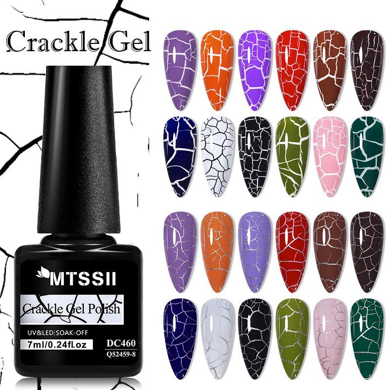 Crackle Gel Nail Polish Set, 12pcs set Quickly Dry Cracking Nail Lacquer, Soak Off Nail Art Varnish, Hybrid Semi Permanent Base Top Coat