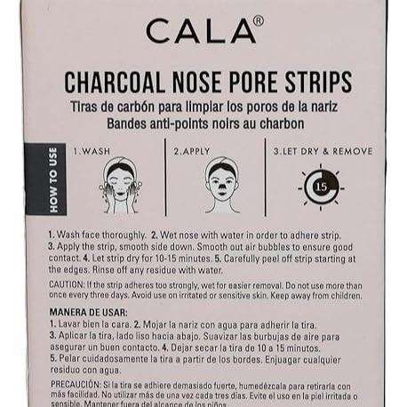 Cala Deep Cleansing Nose Pore Strips with Charcoal & Witch Hazel Extract, 6-Pack - Antibacterial, Clear