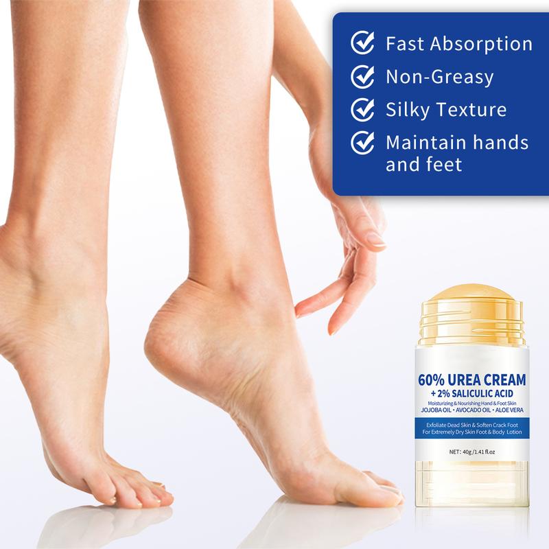 60% Urea plus 2% Salicylic Acid Foot Cream Moisturizer for Dry Cracked Feet Knees Elbows Hands Hydrates &Nourish Foot Care for Softens Skin Exfoliates Dead Skin Smoothing Skin Women and Men 1.41oz