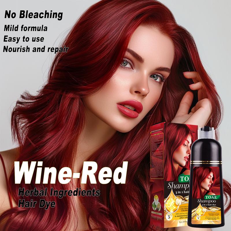 toae 3 In 1 Herbal Ingredients Hair Dye Shampoo For Woman And Men Hair Wine Red And Chestnut Brown And Black Colors Hair Dye Shampoo, Long Lasting,No Bleaching,Mild formula,Easy to use,Nourish and repair, Haircare Salon