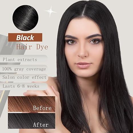 Black Hair Dye for Men & Women - Long-Lasting Gray Hair Coverage, Shampoo , Natural Color in Minutes - 16.9 Fl Oz Haircare black  shampoo