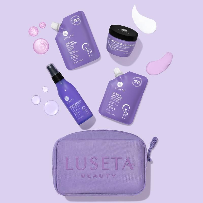 Luseta Biotin & Collagen Jet-Set Hair Strengthen Kit with Shampoo Conditioner Hair Mask and Heat Protectant Spray