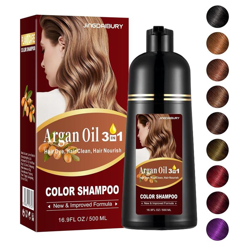 Professional 3-in-1 Blonde Brown Hair Color Dye Shampoo, Instant & Natural Argan Oil Hair Dye Shampoo, Unisex, Long-lasting Type Haircare