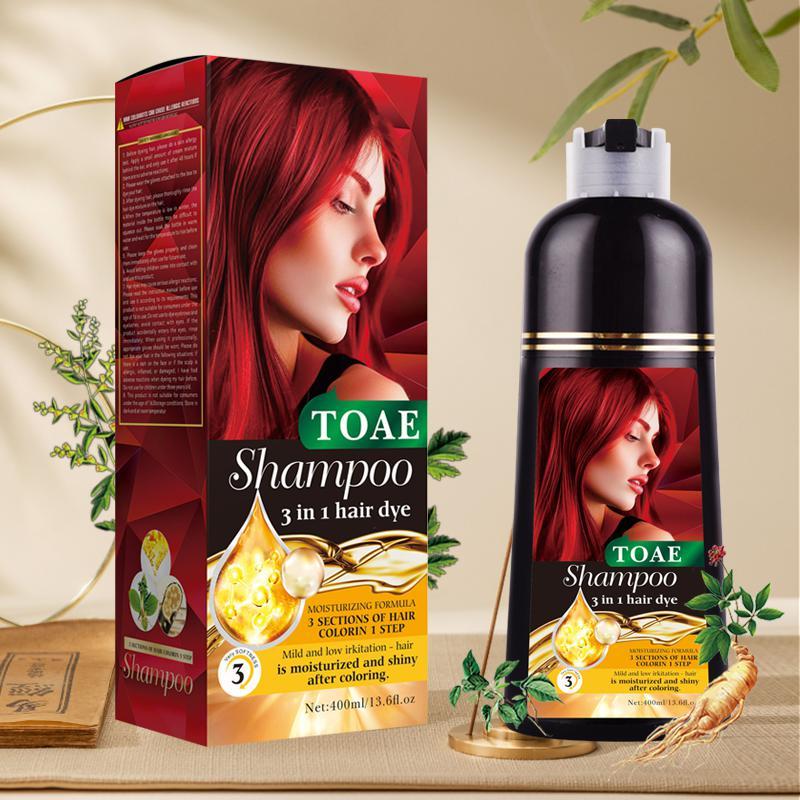 toae 3 In 1 Herbal Ingredients Hair Dye Shampoo For Woman And Men Hair Wine Red And Chestnut Brown And Black Colors Hair Dye Shampoo, Long Lasting,No Bleaching,Mild formula,Easy to use,Nourish and repair, Haircare Salon