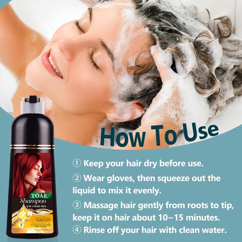 toae 3 In 1 Herbal Ingredients Hair Dye Shampoo For Woman And Men Hair Wine Red And Chestnut Brown And Black Colors Hair Dye Shampoo, Long Lasting,No Bleaching,Mild formula,Easy to use,Nourish and repair, Haircare Salon