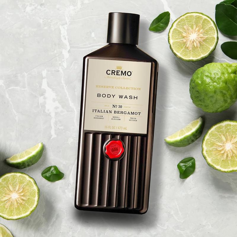 Cremo Rich-Lathering Italian Bergamot Body Wash for Men, Notes of Italian Bergamot, Neroli Blossom, 16 Fl Oz, 1 pack Scent Cologne Body Care Fragrance