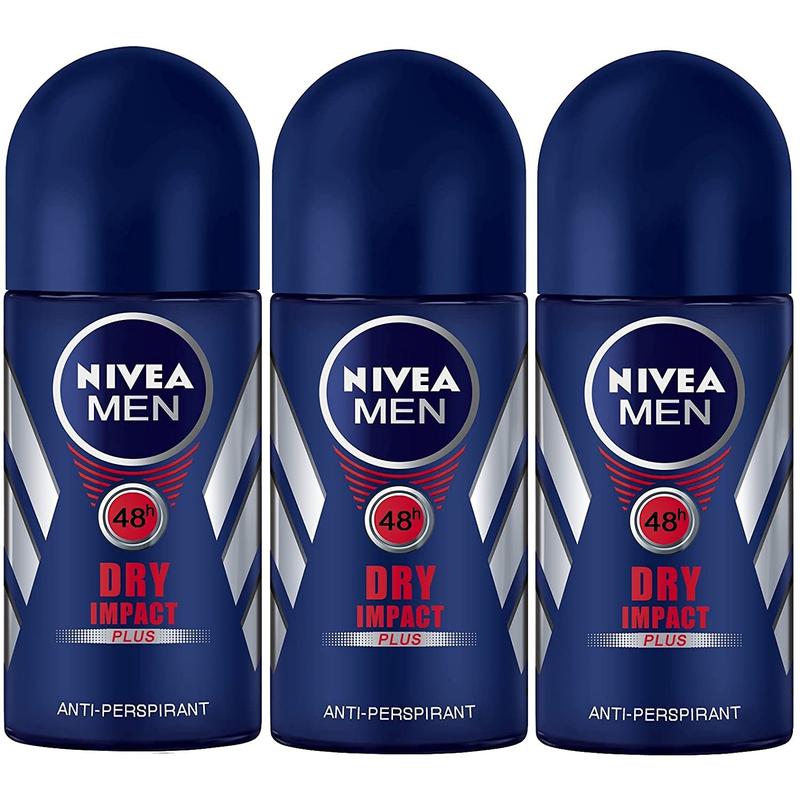 Nivea for Men Dry Impact Antiperspirant Deodorant Roll-On, 50ml (Pack of 3)