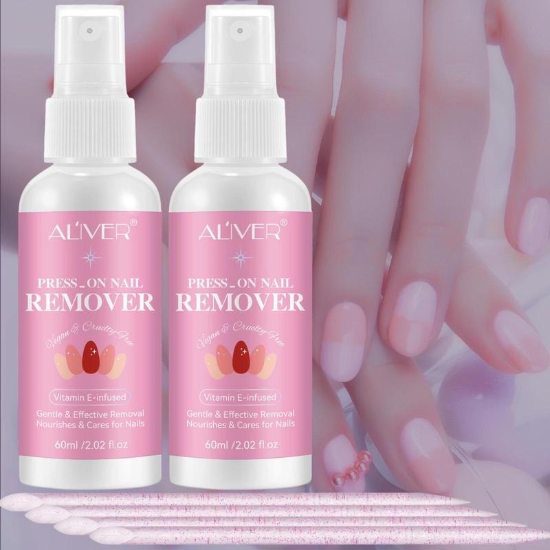 Press on Nail Remover, 2 Counts Gentle & Effective Nail Polish Remover, Nourishes & Cares for Nails, Quick & Hassle-free Nail Care Product