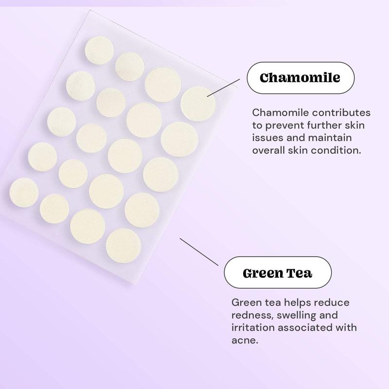 Check Mate Hydrocolloid Spot Stickers - Clear Acne Pimple Patches for Face, Contains Soothing Green Tea & Chamomile (40 Count)