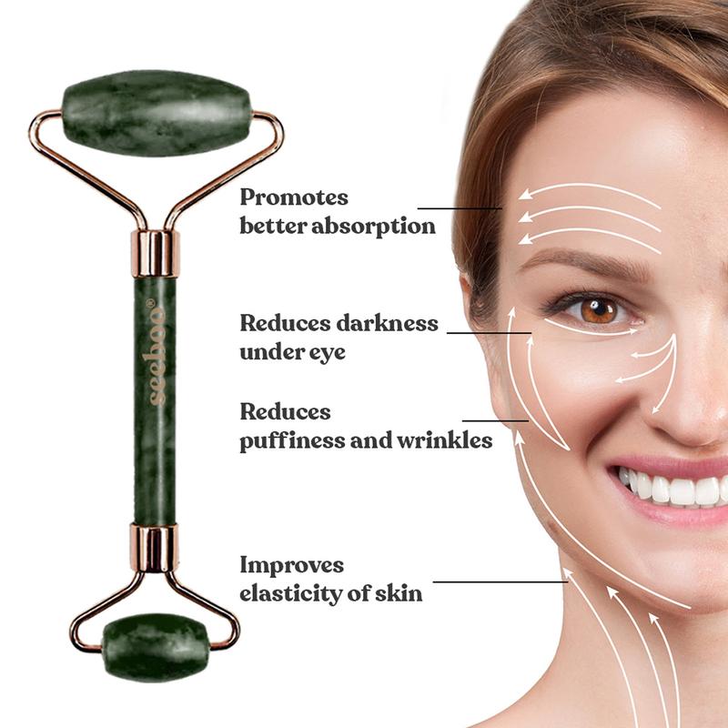 Jade Facial Roller & Gua Sha Tool – Sculpt, Contour, and Relax with Natural Skincare Benefits