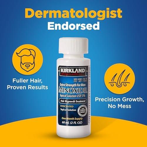 Kirkland Minoxidil 5% Extra Strength Men Hair Regrowth Solution 5 Month Supply Hair Care Serum