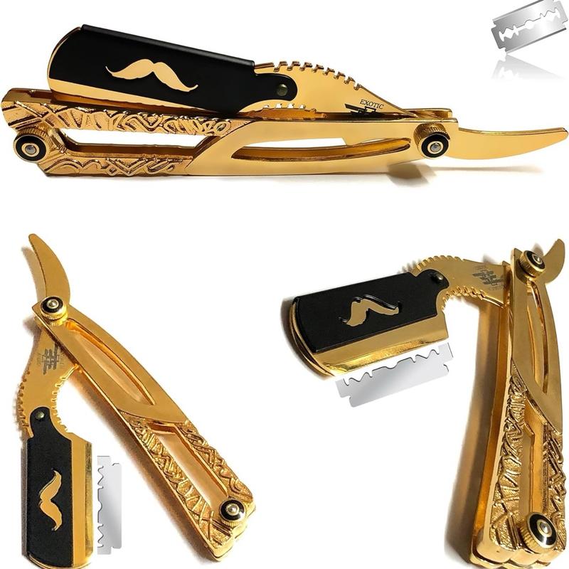 Professional and Personal Barber Straight Edge Razor Gold Dipped Handmade Easy Shaving