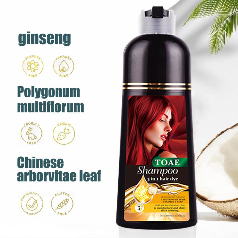 toae 3 In 1 Herbal Ingredients Hair Dye Shampoo For Woman And Men Hair Wine Red And Chestnut Brown And Black Colors Hair Dye Shampoo, Long Lasting,No Bleaching,Mild formula,Easy to use,Nourish and repair, Haircare Salon