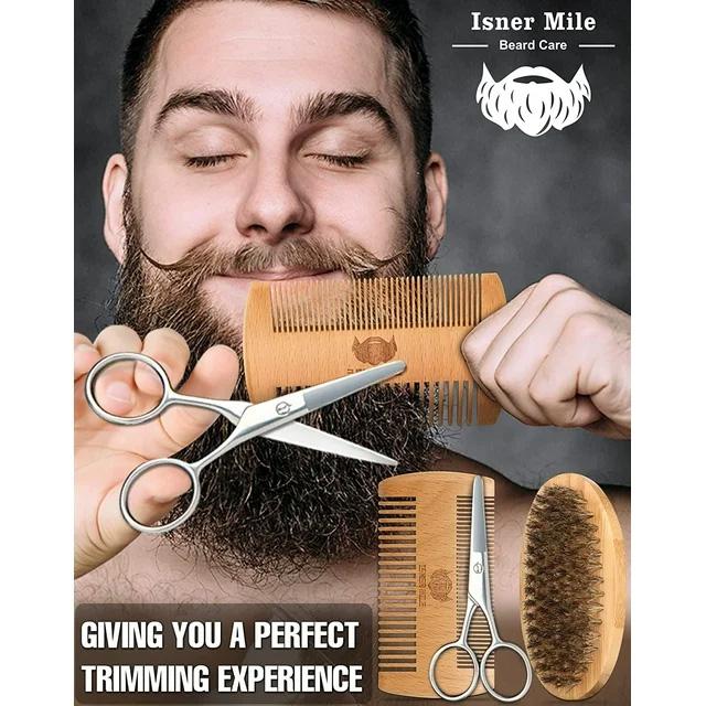 Beard Grooming Kit ，Beard  Care  Kit，Beard Gift Kit,  Beard Grooming Oil, Beard Wash, Beard Balm, Beard Brush, Comb, Shaving Scissors, Bag, eBook, Father's Day Gifts for Men Boyfriend Dad Him