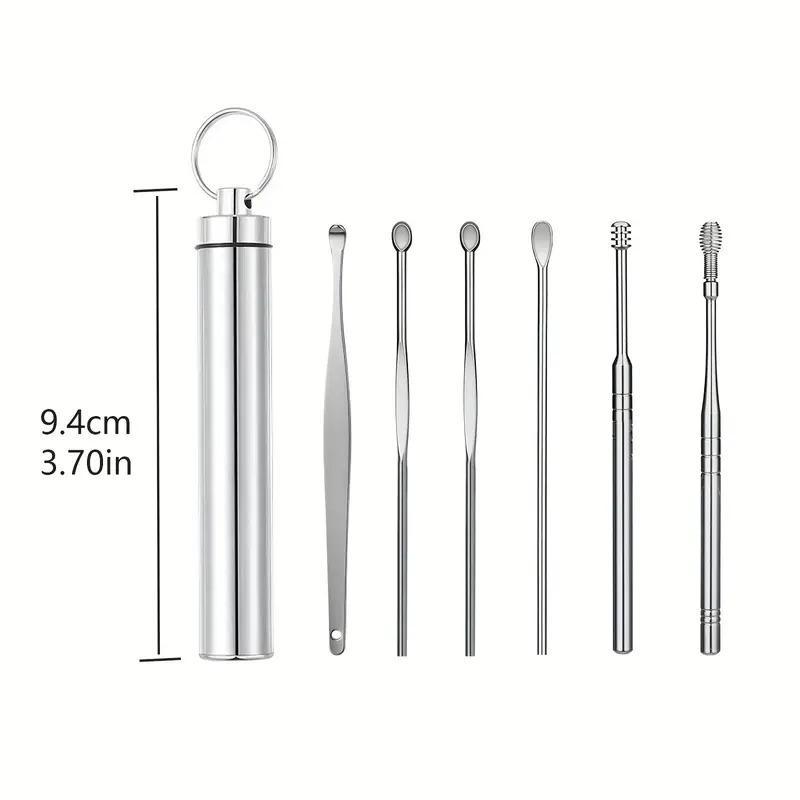 Ear Wax Removal Tool Set with Storage Tube, 6 Counts set Ear Cleaning Kit Ear Spoons Ear Picks Curette, Ear Wax Remover Tool, Earwax Cleaning Supplies