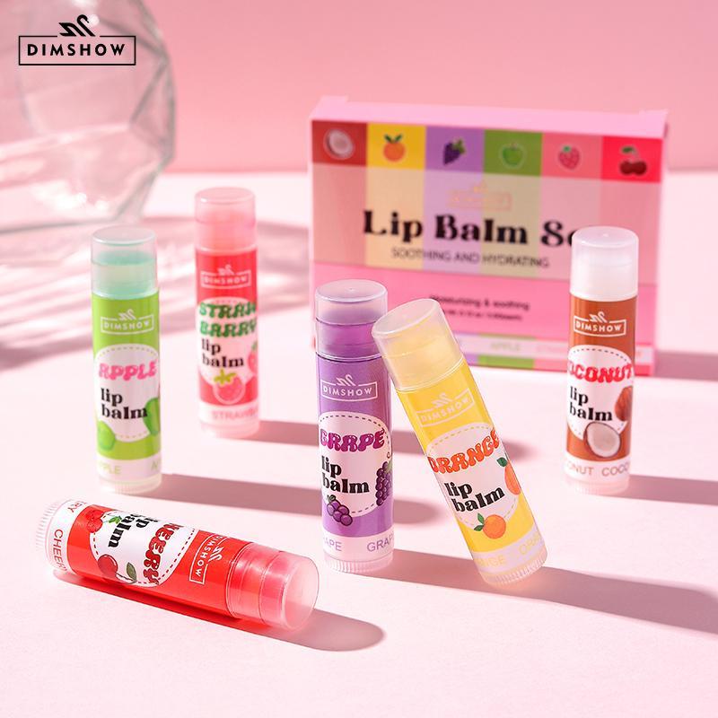 Moisturizing Fruit Flavor Lip Balm Set, 6 Counts set Hydrating Lip Moisturizer, Plumping Lipstick for Lip Makeup, Girls and Women Makeup Accessories