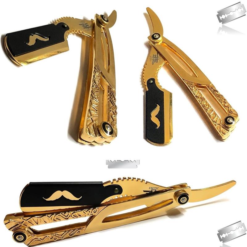 Professional and Personal Barber Straight Edge Razor Gold Dipped Handmade Easy Shaving