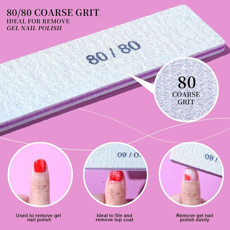 FANDAMEI Nail File, 24PCS 80 80 Grit Nail Files, Double Sided Emery Boards for Nails Buffering, Professional Nail File for Natural Acrylic Nails, Rectangular Manicure Nail Files Set, Coarse Grit 80 80