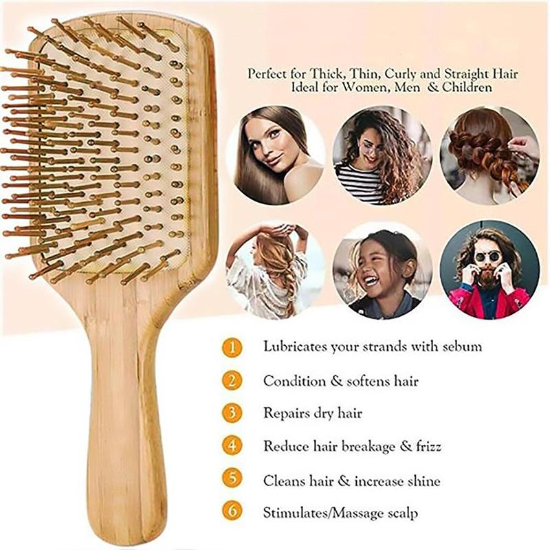 Bamboo Hair Brush, Scalp Massage Comb Wavytalk Brush, Wet And Dry Hair Detailing Comb, Portable Durable Hair Comb, Styling Haircare For Women & Men, Heatless Styling Tools, Christmas Gift