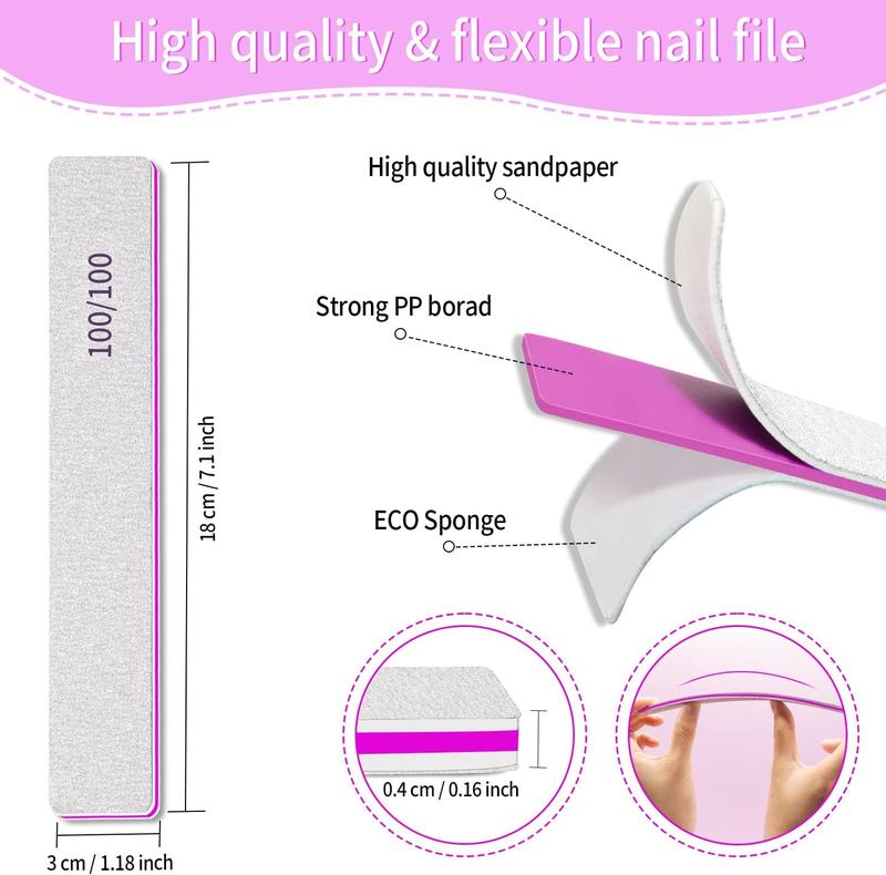 Heavy Duty  Files 100 100 Grit  Files for Gel Nails Professional   Filer Manicure Styling Tools for Salon Use