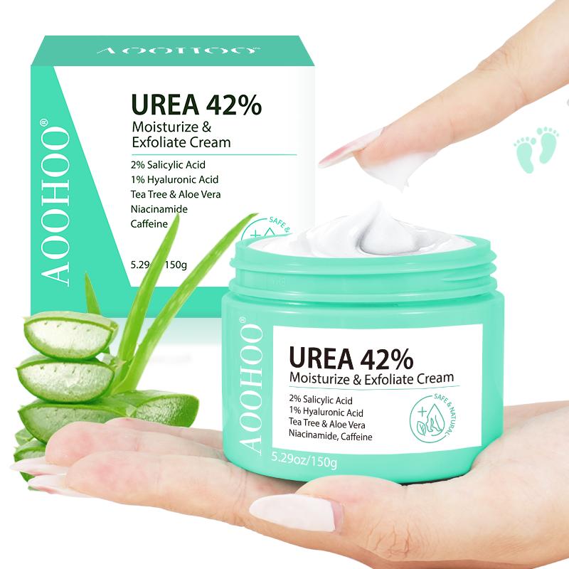 AOOHOO 42% Urea Cream Moisturize & Exfoliate Cream 5.29 0z(150g) Foot&Hand Cream for Dry Cracked Heels, Feet, Knees, Elbows, Hands, Corn&Dead Skin&Cuticle Callus Remover, Toenail Softener, Calloused Feet&Athletes Foot,2