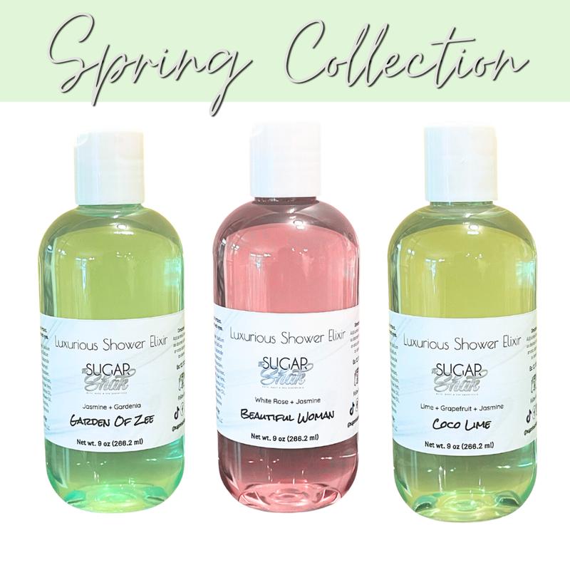 Spring Collection Shower Elixir 9 oz Vegan Friendly Handmade Body Wash gel