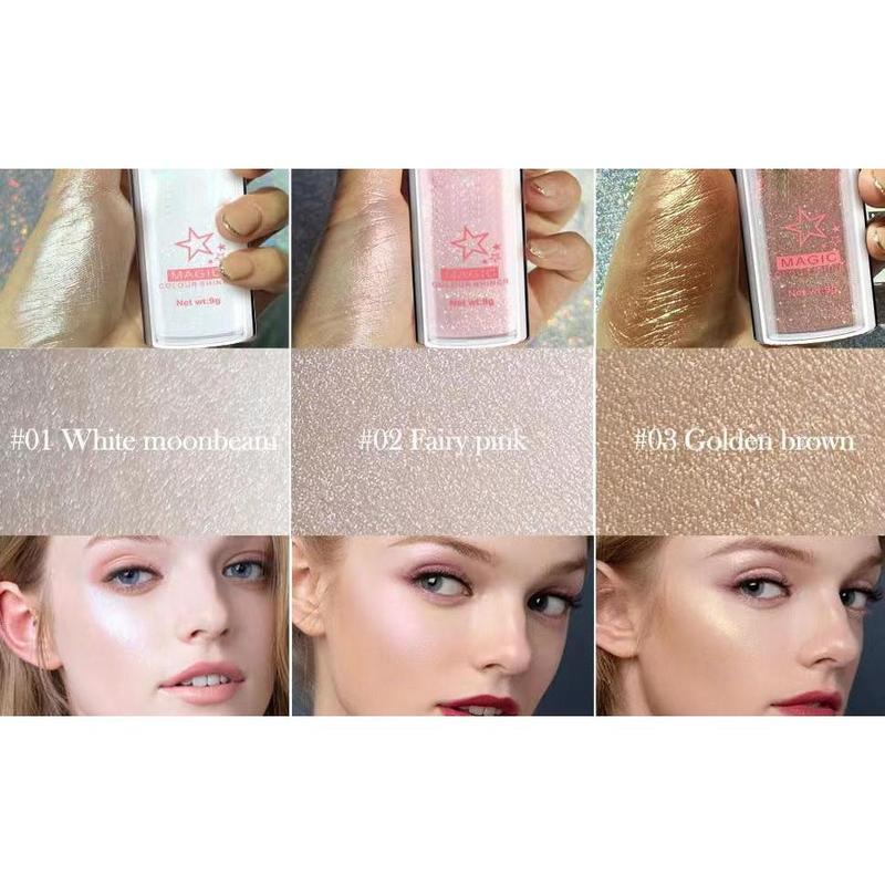 HANDAIYAN Polvo De Hadas Fairy Dust Highlight Patting Powder  Contouring and Clavicle Pearlescent Patting Powder for Face and Eye, Halloween Sparkling Body Glitter Powder Natural Three-Dimensional Face Blusher Fairy Highlight Patting Powder Bronzer Makeup