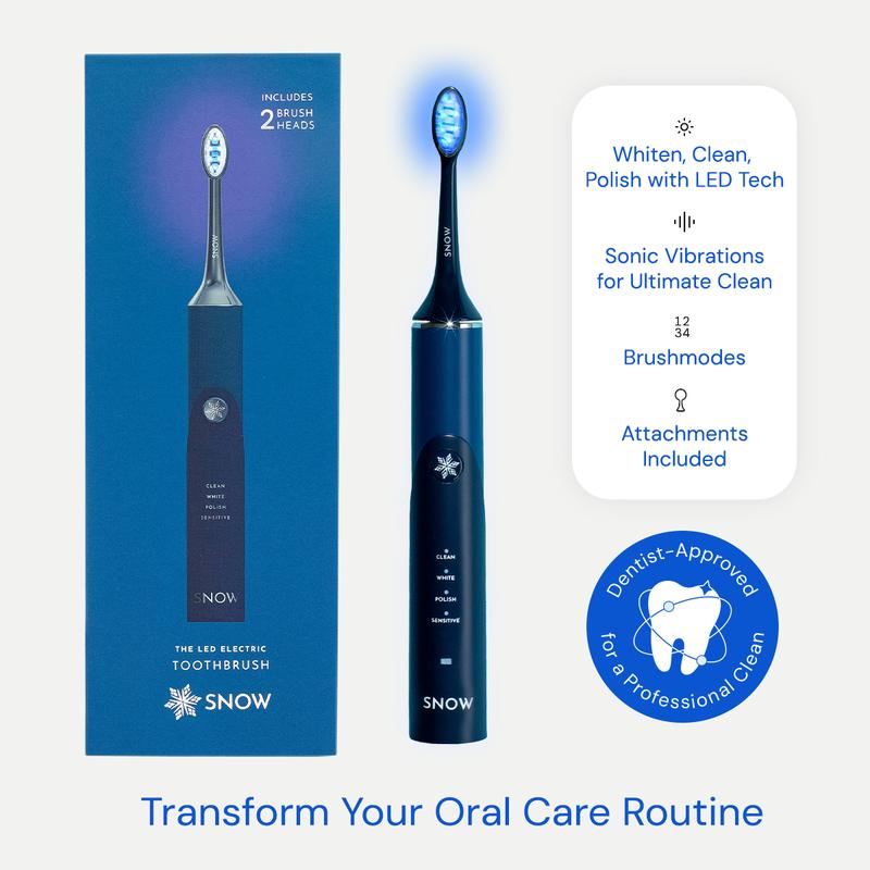 SNOW LED Whitening Electric Toothbrush Gen2 | Dentist-Designed Electric Toothbrush for Adults | Sonic Technology, LED Light, Modes, Timer, Rechargeable | Teeth Whitening