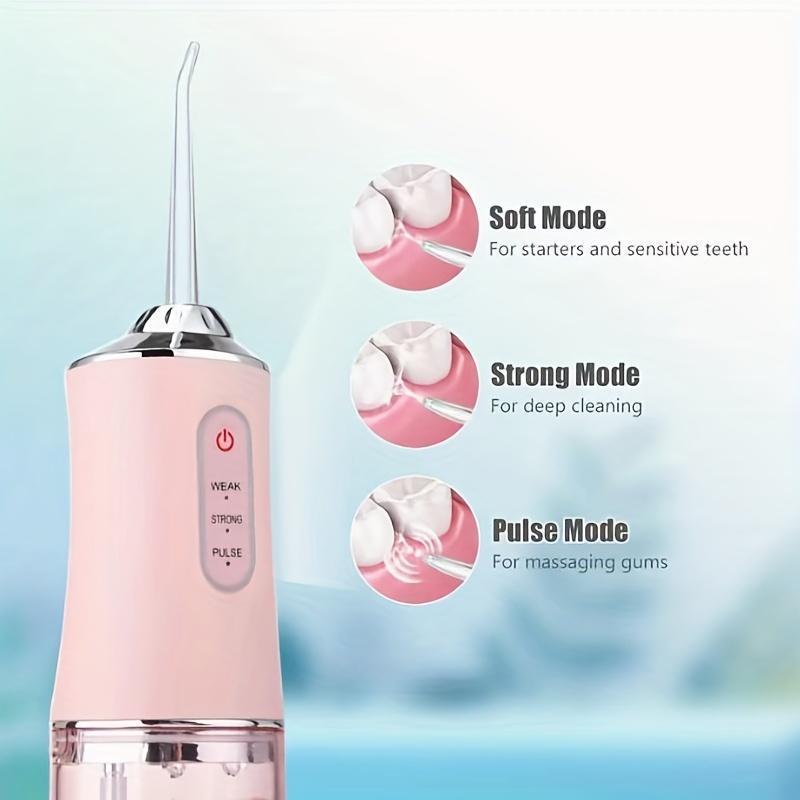 Rechargeable Electric Teeth Irrigator, 1 Box Portable Oral Dental Seam Washer with 4 Counts Nozzles, Water Flossing for Men & Women