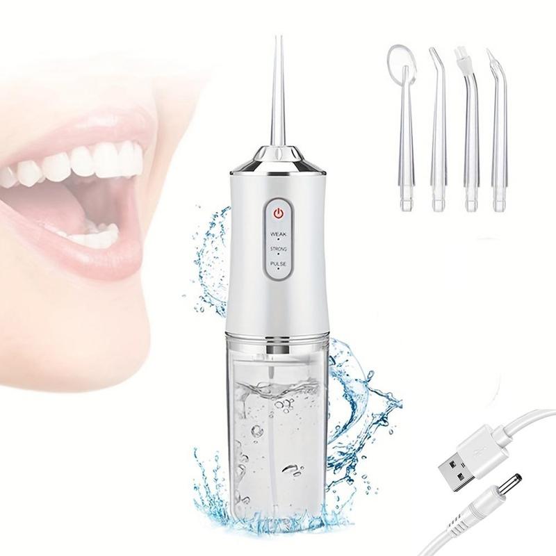 4 in 1 Electric Water Flosser for Deep Cleansing, 1 Count Portable Rechargeable Oral Irrigator for Home Travel, Water Irrigator Tooth Brush, Daily Oral Care Tool for Men & Women, Christmas Gift