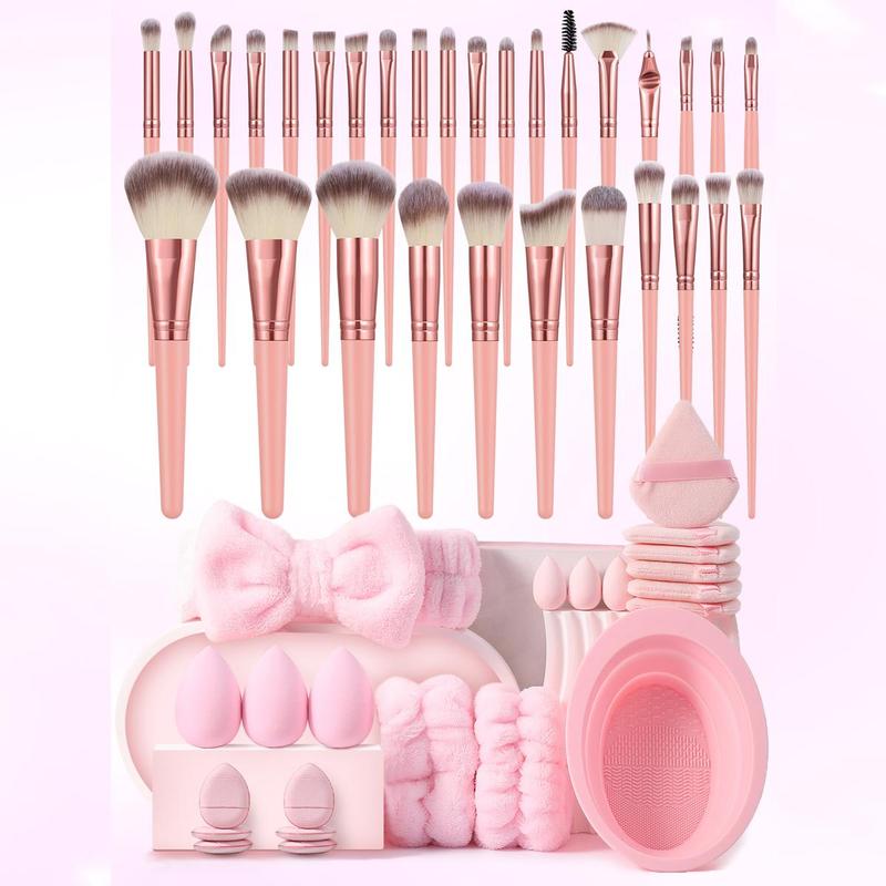 Makeup Tool Set, 52pcs set Makeup Brush & Sponge & Powder Puff & Hair Band & Brush Cleaning Tool, Professional Makeup Tools for Women