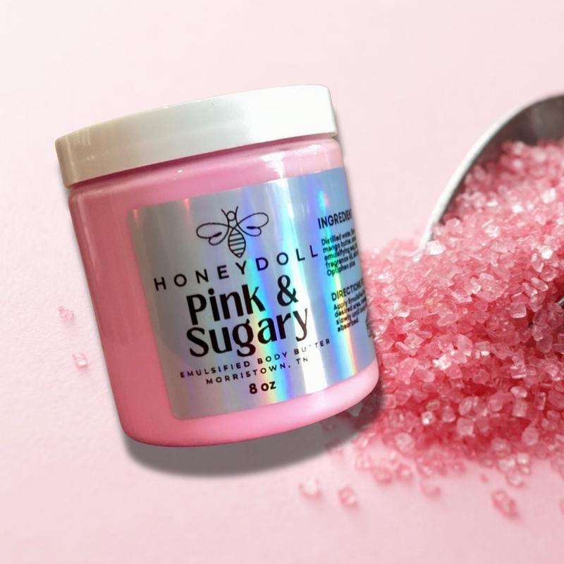 Pink & Sugary Emulsified Body Butter - Sweet Vanilla & Caramel Scent - Body Care