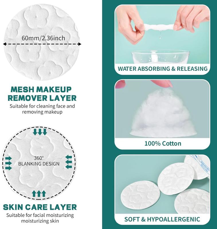 Premium Cotton Rounds for , 300 Count Makeup Remover Pads,  Pure &  Facial Cleansing Round Pads, , Lint-Free