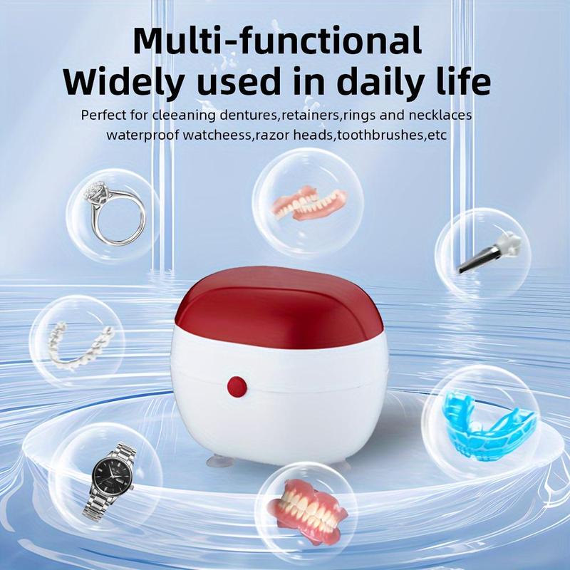 Ultrasonic Denture Cleaning Box, Professional Battery-Powered Jewelry & Toothbrush Cleaner with Filter, Oral Health Product for Women & Men