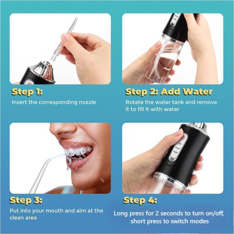 Portable Oral Irrigator, 1 Box Rechargeable Electric Water Flosser & Accessories, Household Oral Care Tool for Home & Travel, Christmas Gift