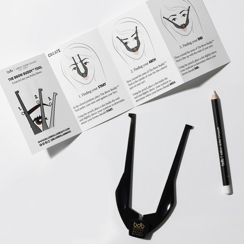 Billion Dollar Beauty - Brow Buddy Kit for Perfect Brow Symmetry with White Pencil Makeup Cosmetic