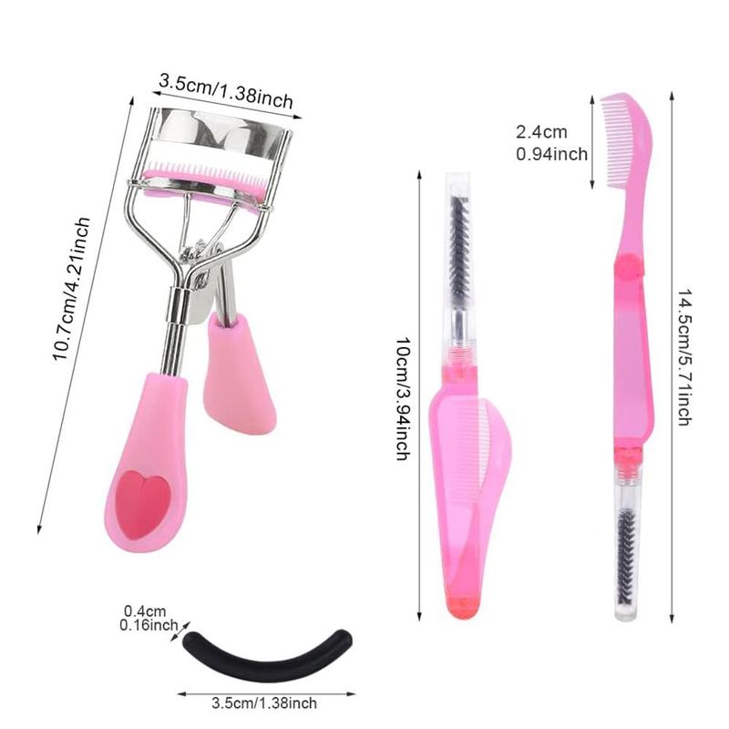 Semi-curved Steel Eyebrow Comb Set for Christmas Gift, 16pcs set Eyelash Curler & Eyebrow Brush & Silicone Pad, Professional Makeup Tools for Women