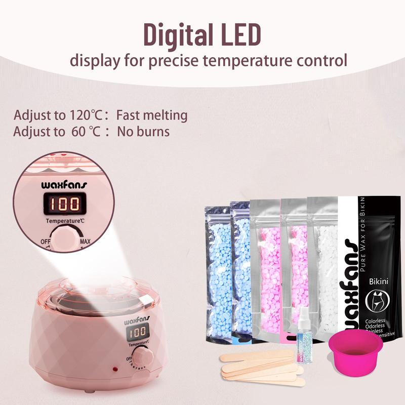 Body Hair Removal Waxing Kit, 1 Set Electric Epilator Waxing Kit for Women, Summer Gifts, Digital LED Display Waxing Machine, Waxing Body Care Accessories