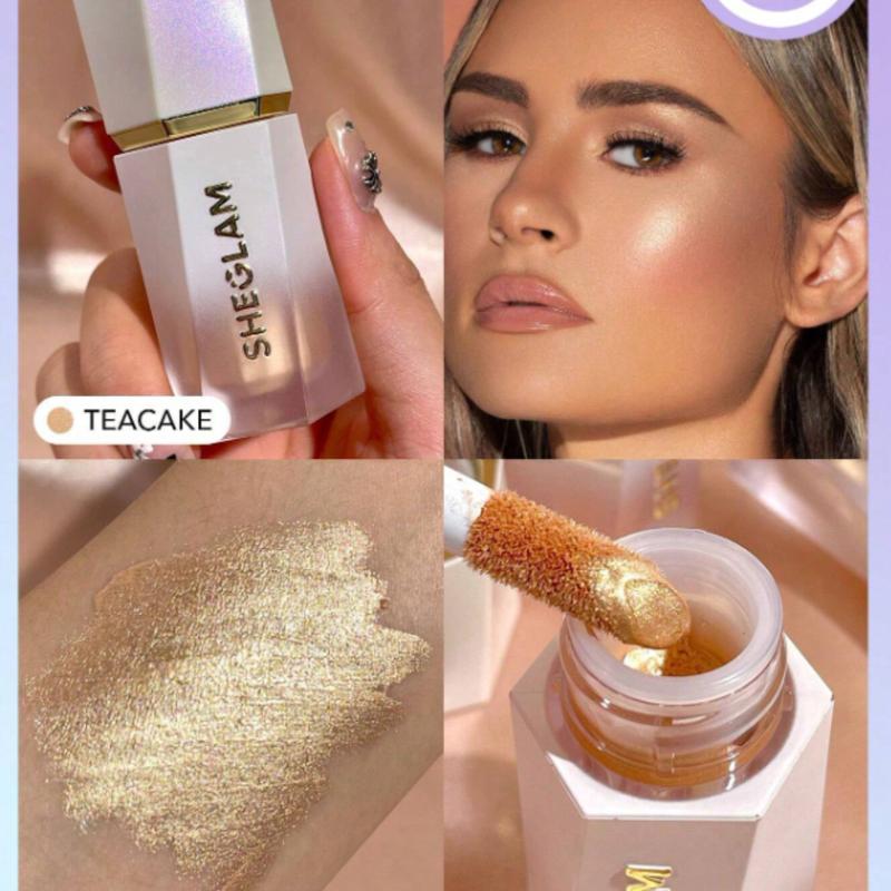 SHEGLAM Glow Bloom Liquid Highlighter in Tea Cake - Long-wear Waterproof Shimmer for a Dewy Finish