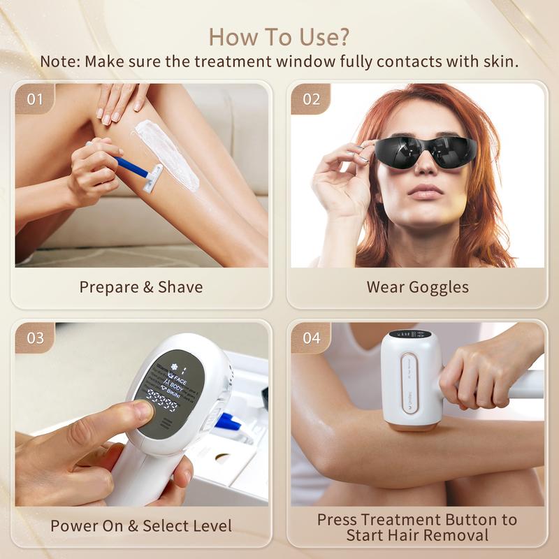 IPL At-Home Ice-cooling Laser Hair Removal Device,for Body, Face, Bikini Line, Legs, Armpit, Unlimited flashes, FDA Cleared ipl device