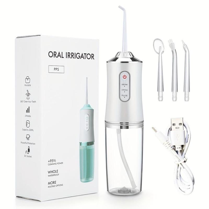 4 in 1 Electric Water Flosser for Deep Cleansing, 1 Count Portable Rechargeable Oral Irrigator for Home Travel, Water Irrigator Tooth Brush, Daily Oral Care Tool for Men & Women, Christmas Gift