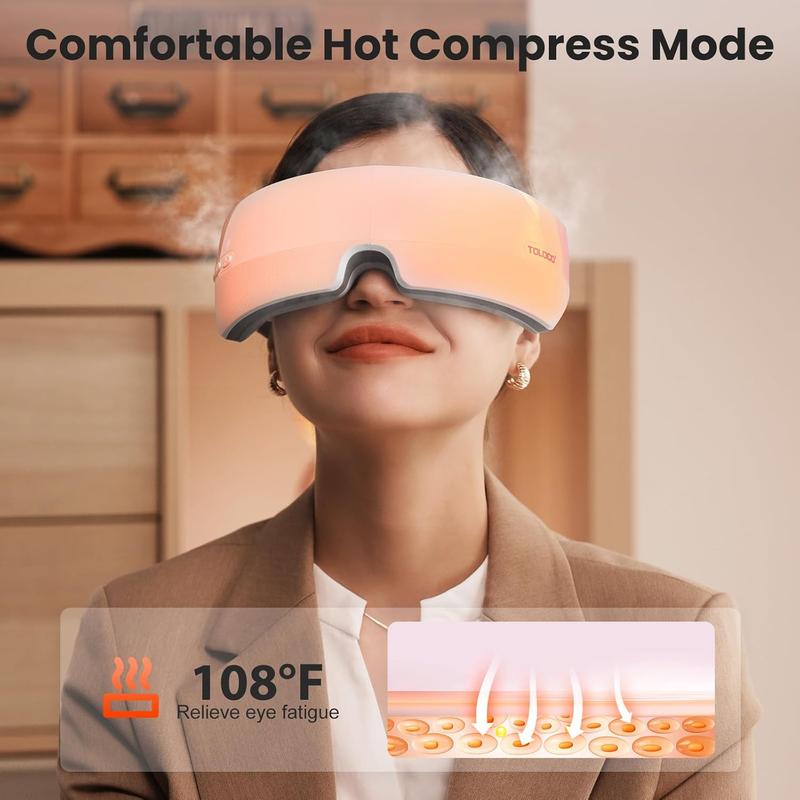 Eye Massager with Heat, FSA HSA Eligible Eye Mask Massager for Migraines with Bluetooth Music, Face Massager， Improve Sleep, Wedding, Birthday Gifts