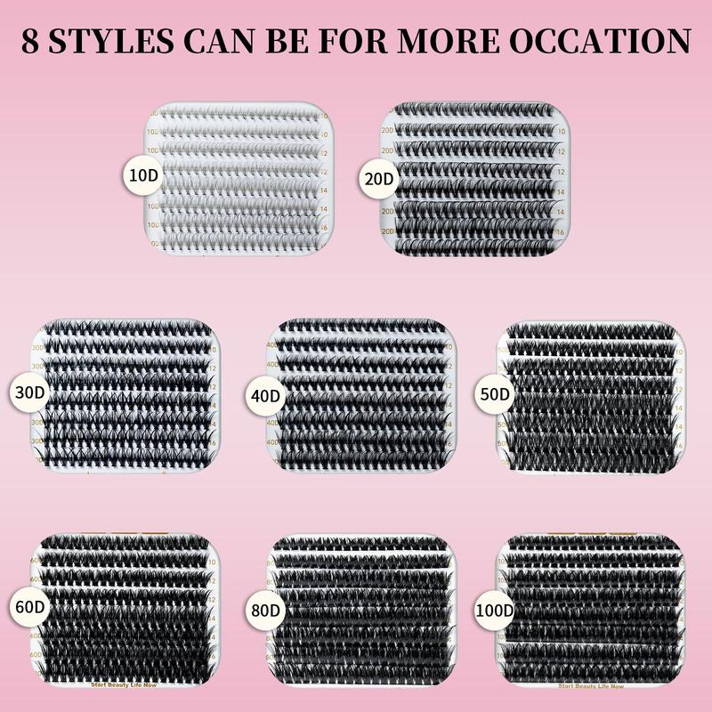 Mixed Size False Eyelashes, 640pcs set Natural Look Eyelash Extensions, Self Grafting Eyelash Clusters, False Eyelash Clusters, Volumized False Eyelash