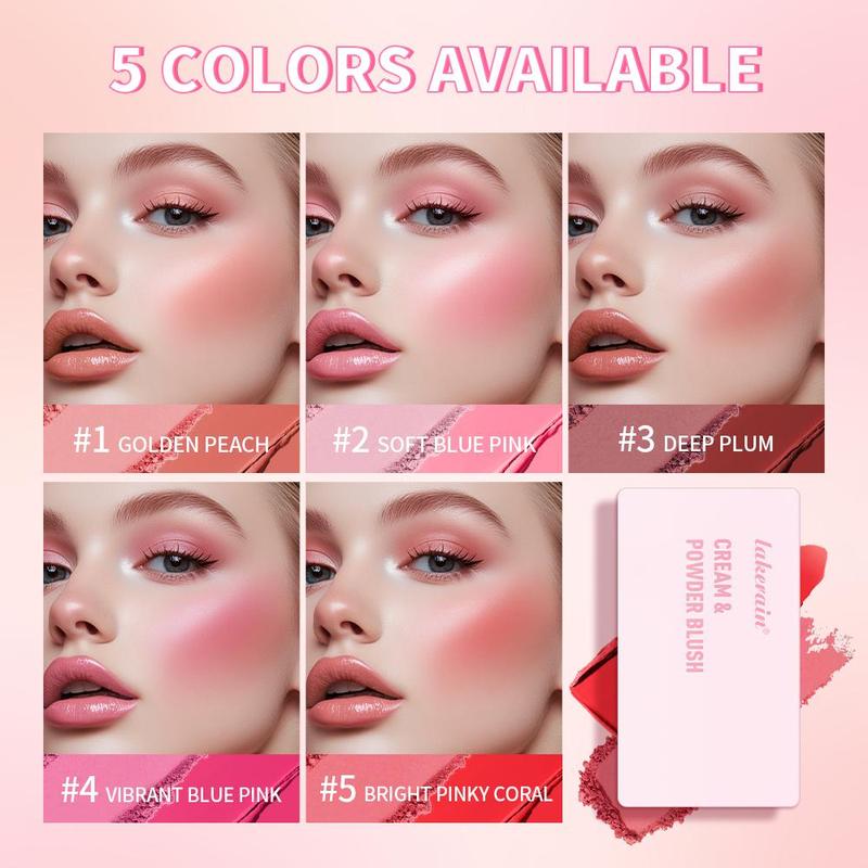 2 in 1 Cream & Powder Blush, 1 Count Long Lasting Waterproof Blusher, Silky Cream and Matte Powder Blush, High Pigment, Easy to Apply