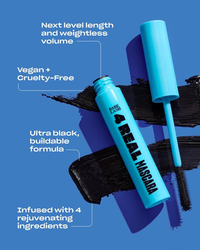 4 Real Mascara Black Buildable Formula that Lifts & Lengthens with Weightless Volume, Infused with Shea Butter, Castor Oil & Apple Stem Cells, Vegan & Cruelty-Free