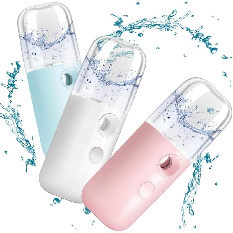 Nano Facial Steamer, Handy Mini Mister, USB Rechargeable Mist Sprayer, 30ml Visual Water Tank Moisturizing&Hydrating for Face, Daily Makeup, Skin Care, Eyelash Extensions-White