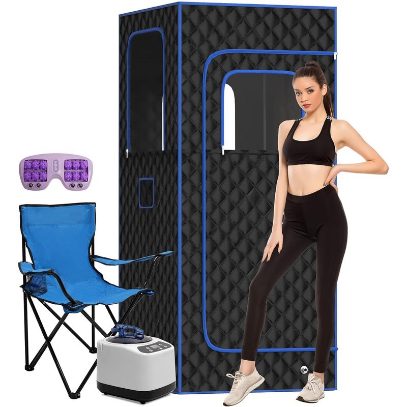 Slendor Portable Sauna, Steam Sauna for Home, Sauna Box with 3L Steamer, Sauna Tent with Folding Chair, Indoor Sauna with Remote Control, 9 Levels at Home Sauna, Portable Sauna 2.6’ X 2.6’ X 5.9’ Slendor