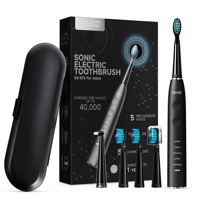 Seago Electric Toothbrush for Adults  with 8 Brush Heads,  Power Rechargeable Toothbrush with 5 Modes