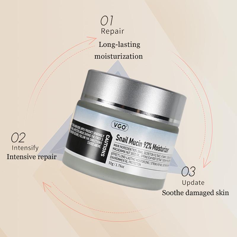 VGO Snail Mucin 92 Moisturizer for Sensitive and Combination Skin, Ideal for Sun Damage Repair and Oil Control | Daily Use | Deep Nourishment and Fast Absorption Skincare Comfort Skin Repair Hydrate Hydrating daily moisturizer